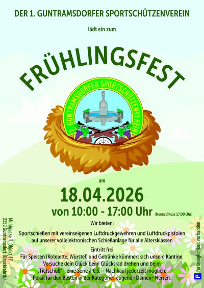 Flyer: Frühlingsfest des 1. Guntramsdorfer Sportschützenvereins
